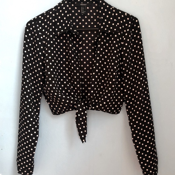 Vintage Polka Dot Tie Front Shirt - Picture 2 of 4